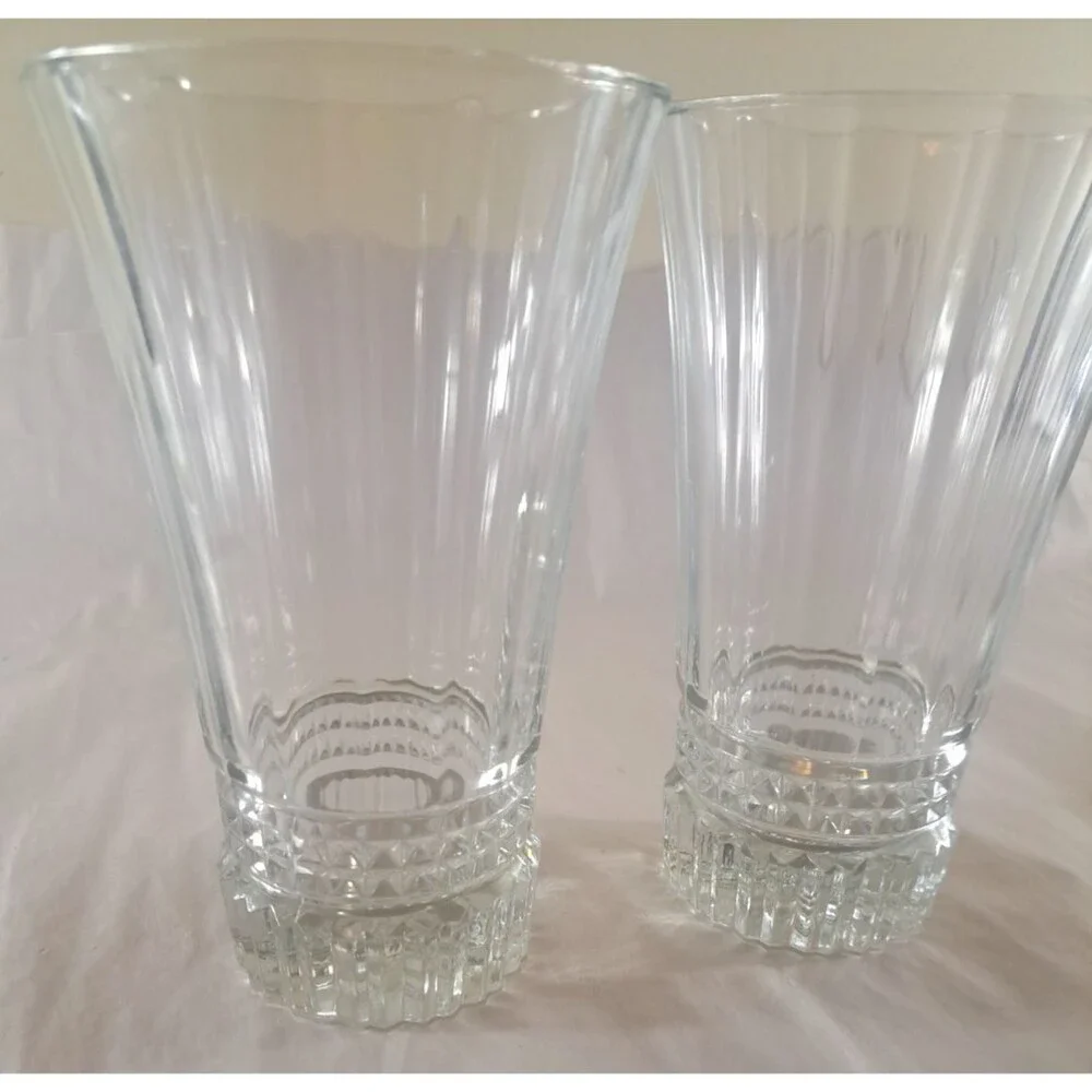 2 Cristal D'Arques Durand Victoria Crystal 16 oz Tumbler Water Glass Fluted 6.5